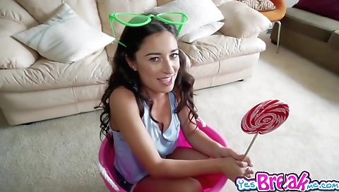 Horny blonde babe with huge cock