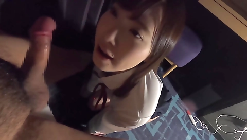 Asian slut is horny and gets fucked by a huge cock